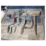Wood mallet and assorted hand drills