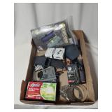 Knife sheathes, matches, fire starters, handcuffs,
