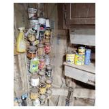 Wood stain and oil assortment with rack