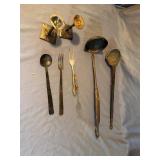 2- Metal Ladles, Assorted Metal Decorations