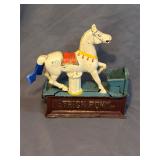 Vintage Cast Iron Trick Pony Bank , works