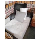 Cloth ottoman and pillows, has some damage