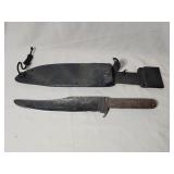 Hand forged knife with sheath 10' blade