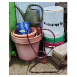 Plastic Pots, WaterCan, Metal PlantHanger, Buckets