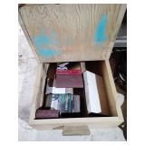 Wood box with sandpaper assortment