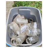 Tote of Glass Jars Including Vintage Ball