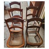 (5) Antique Wood Cane Chairs