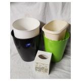 (4) Vintage Plastic Waste Baskets & Tissue Box