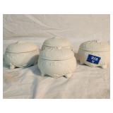 (4) White Ceramic Lidded Dishes4'x3.25'