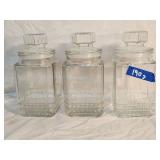 (3) Vintage Clear Glass Apothecary Jars 9.25'