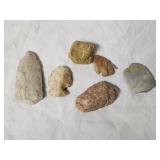 (4) Native American Points, Shell Fossil, Granite