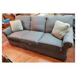 Ethan Allen Green Textured Diamond-Pattern Sofa