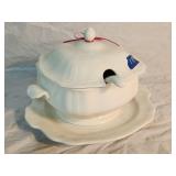 Ceramic Soup Tureen 8.5' with Ladle & Plate 11'