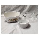 (3)Glass Server Dishes Including Corningware