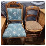 (2) Vintage Wood/Upholstery Chairs