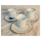 Bristol Fine China (3) Cups 3' (3) Saucers 6.25'