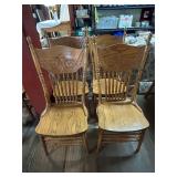 Pressed-Back Solid Oak Dining Chairs- Set of 4
