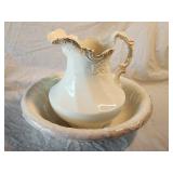 Antique O.C. & Co. Limoges Porcelain Pitcher/Basin