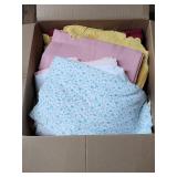Box of Vintage Bedding, Aprons, Cloth Napkins