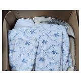 Box of Vintage Bedding, Pillows, Mens Clothing
