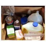 Box of Cleaning Supplies Including Lysol