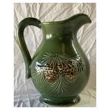 Ceramic Pitcher with Pinecone Motif- 9.5' tall