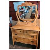 Antique Victorian Ornate Wood Dresser/Mirror