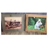 Signed Painting & Rustic Wagon Print