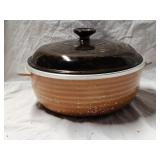 Vintage Brown Ribbed Pot w/ Pyrex Lid