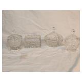 (4) Lidded Press Glass Candy Dishes 3.5' - 5.25'