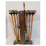 Antique 6-Player Wooden Croquet Set