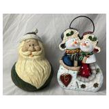 Santa & Snowmen Candleholder Holiday Decor