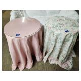 (2)Round Vanity Tables w/ Ruffled Fabric Skirts