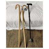 (3) Canes Wood & Metal