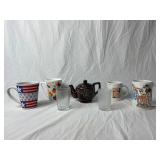 Teapot, Mugs, & Clear Glasses