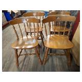 Maple Wood Spindle-Back Dining Chairs- Set of 4
