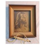 Vintage Working Metal Framed Light Up Jesus Pic