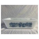 Glasbake Currier & Ives J-522 Milk Glass Loaf Pan