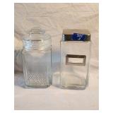 (2) Glass Apothecary Containers 9.5'H w/Koezes
