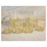 (9)pc Yellow Glass Tumblers 'Arcoroc France'