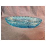 Tiara Blue Patterned Relish Dish 8.5'