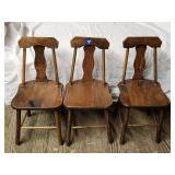 (3)Primitive Wood Doll/Childs Chairs 21'H×10'×10'