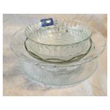 (4)Glass Bowls & Serving Plate