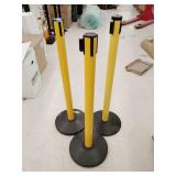 3 Retractable Belt Barriers on Posts with Bases
