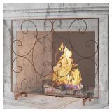 Kingson Single Panel Wrought Iron Fireplace Screen