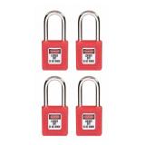 MASTER LOCK Lockout Padlock- 4PK: 410S6RED