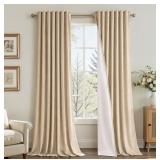 New Topfinel 100% Blackout Curtains Beige Velvet
