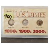 3 centuries of us dimes set