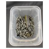 Clear Tub Filled with Chain, Nails, & Anchors