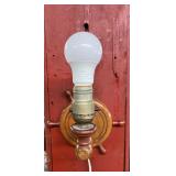 Wooden Ship's Wheel Wall Sconce Lamp